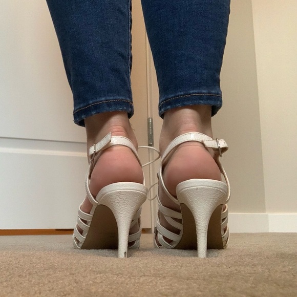 White Lace Up Heels - Picture 5 of 14